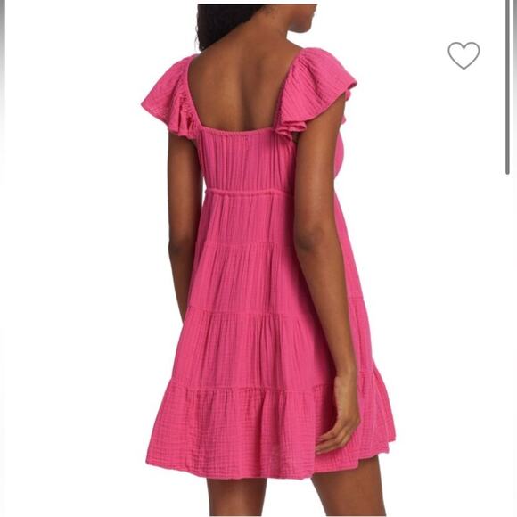 XIRENA Sonnet Shirred Minidress pink raspberry Sz S - Picture 2 of 8